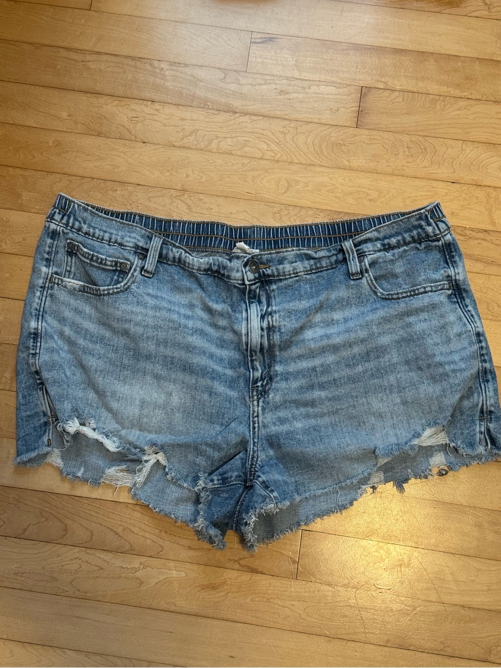 aerie Light Blue Distressed Denim Cutoff Shorts